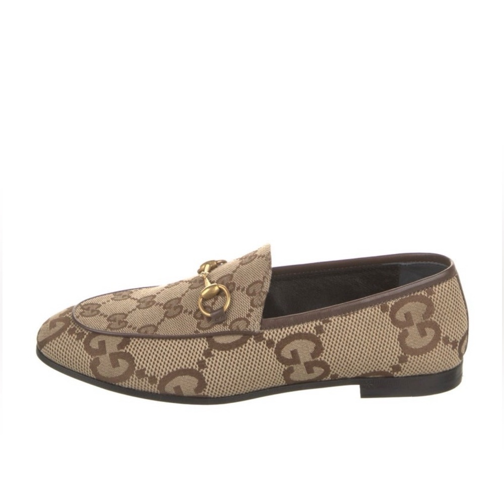 Gucci Women’s Beige and Brown Monogram Loafers New in Box